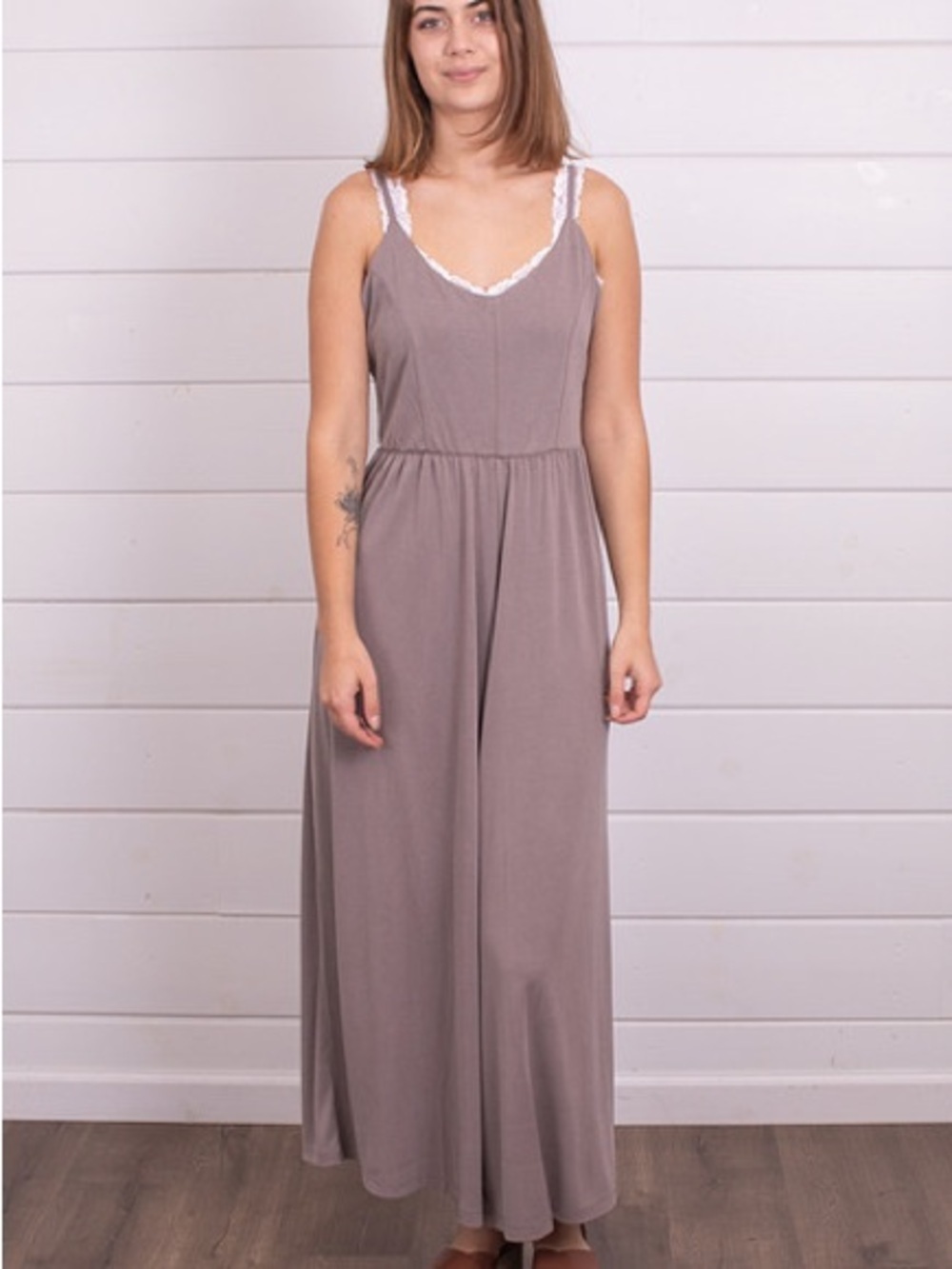 Mystree Taupe wide leg Jumpsuit